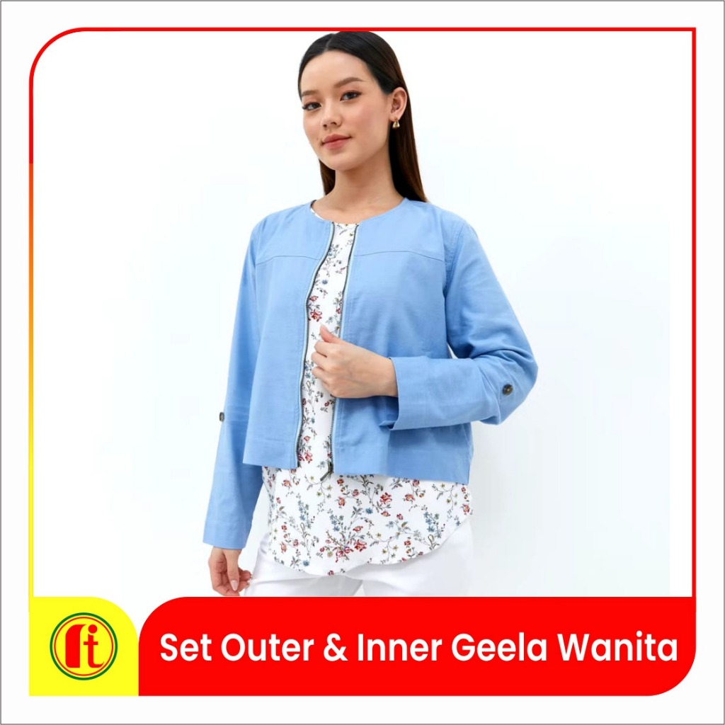 Set Outer & Inner Hanako Blue Geela Wanita - RITA