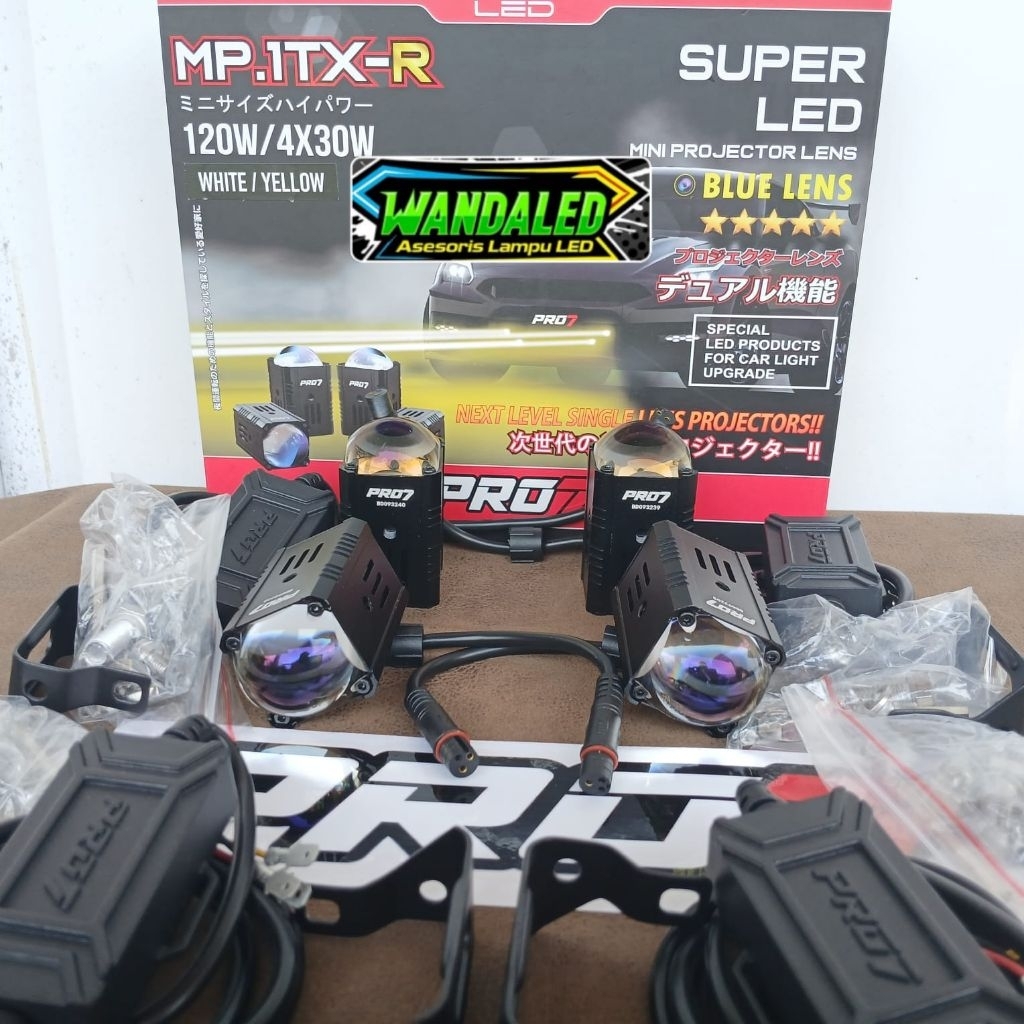 ORIGINAL LAMPU MINI PROJIE PRO7 MP. 1TX-R SUPER LED LENS 4x30WATT / MP. TX-R MINI PROJIE 1 MATA LENS