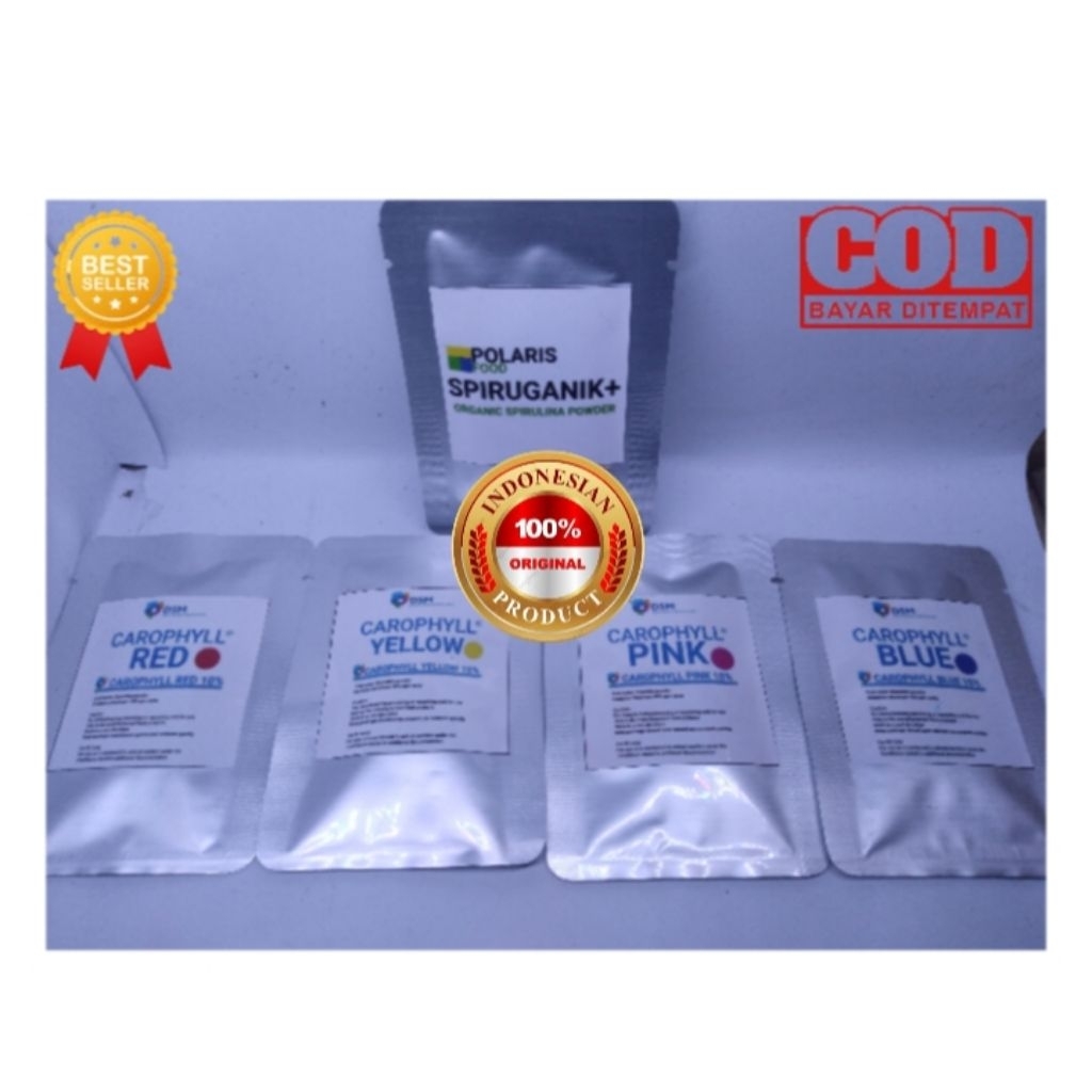 Pigmen Red blue Yellow Pink Spirulina | Mencerahkan Ikan |Pewarna Ikan Hewan | Menaikan Warna Ikan d