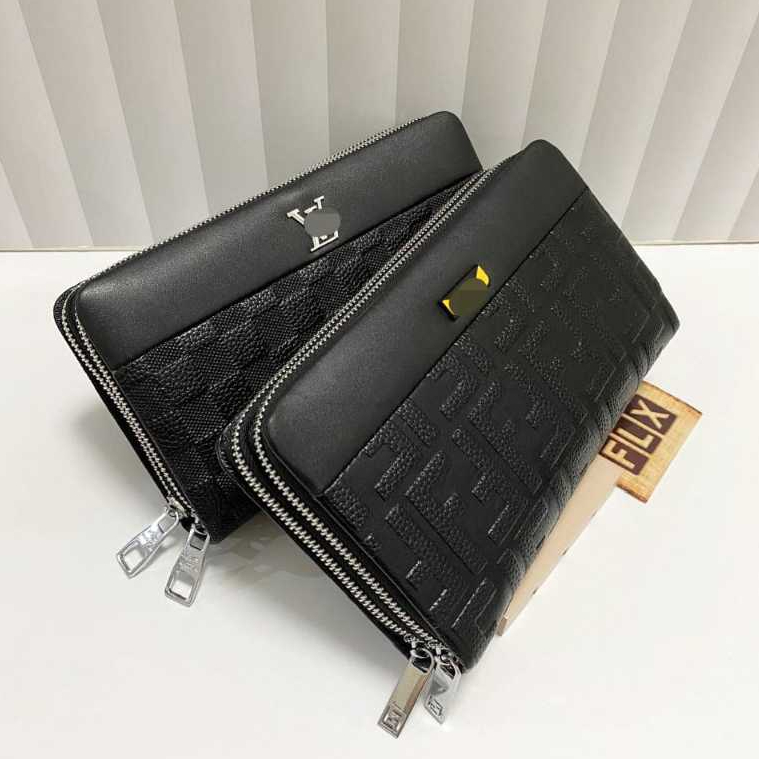 Handbag tas tenteng pria 2 sleting bahan kulit asli