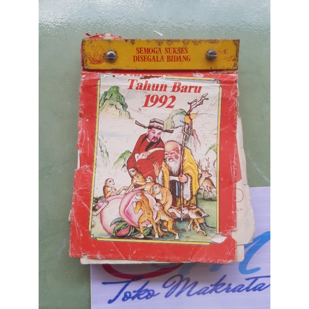 kalender tanggalan dinding sobek tahun 1992 jadul lawas lama langka