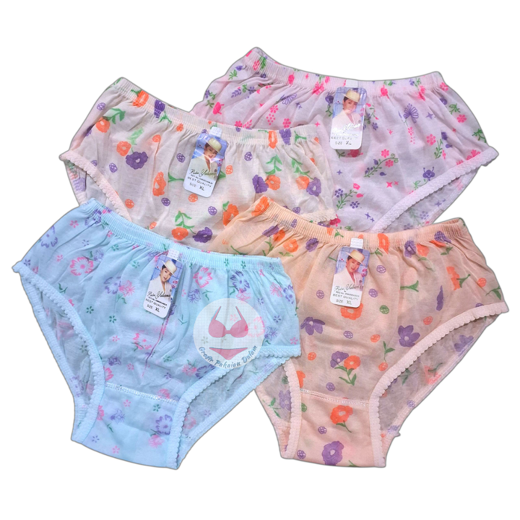 CD Celana Dalam Wanita Renda Sablon Bordir Motif Bunga Ukuran S M L XL 3L Jumbo 5L
