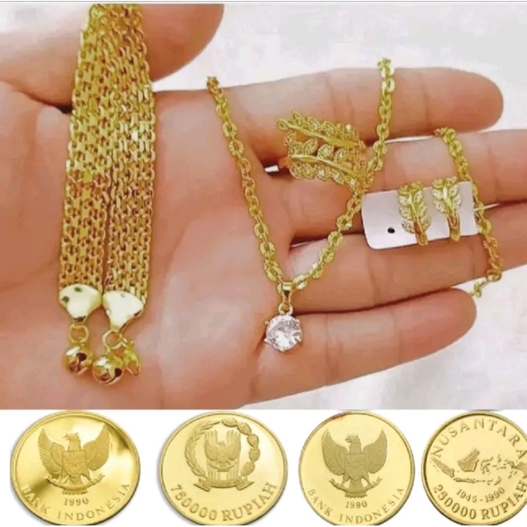 perhiasan set dewasa titanium gold