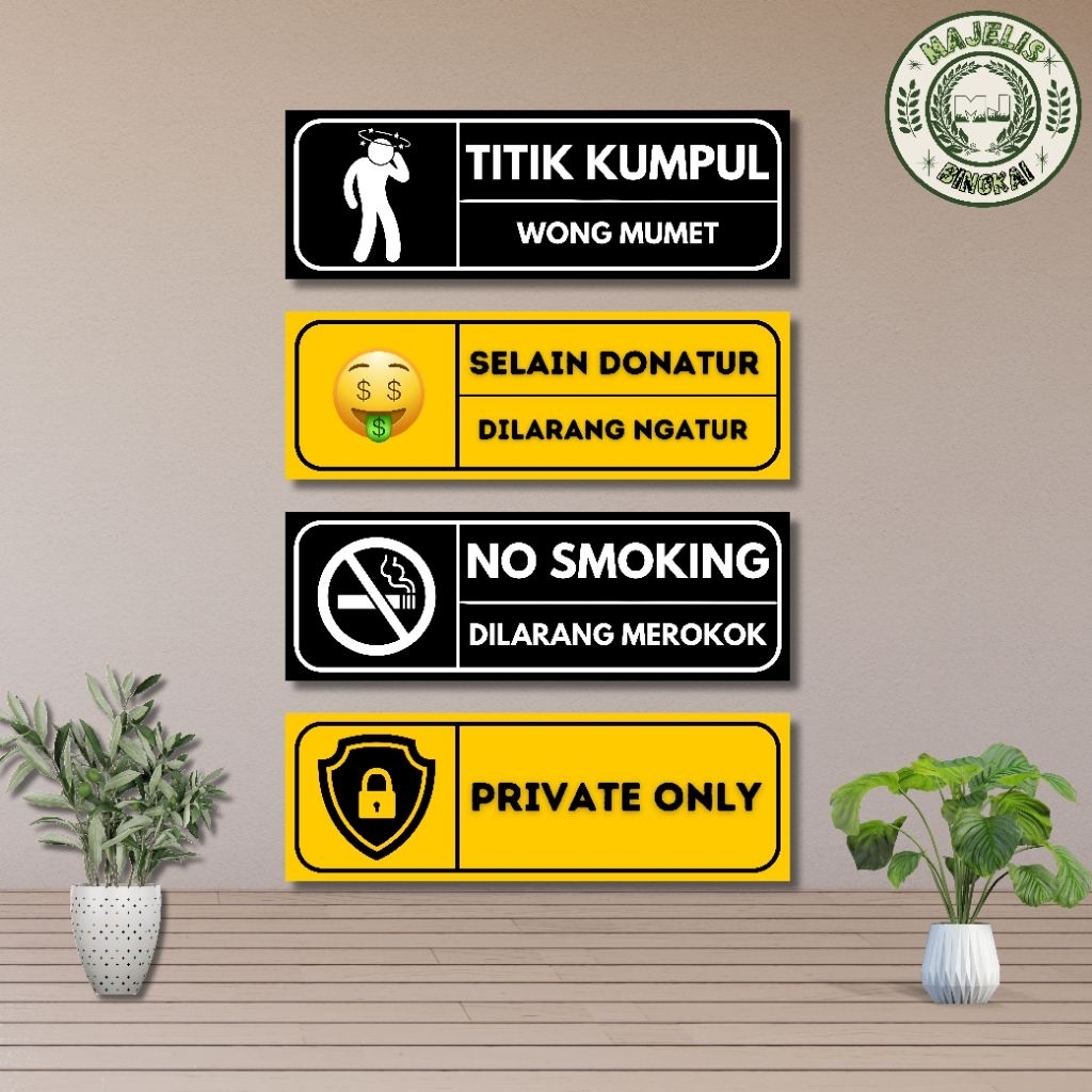 pajangan dinding 1set 4pcs.pajangan kamar aesthetic. hiasan dinding warning/peringatan