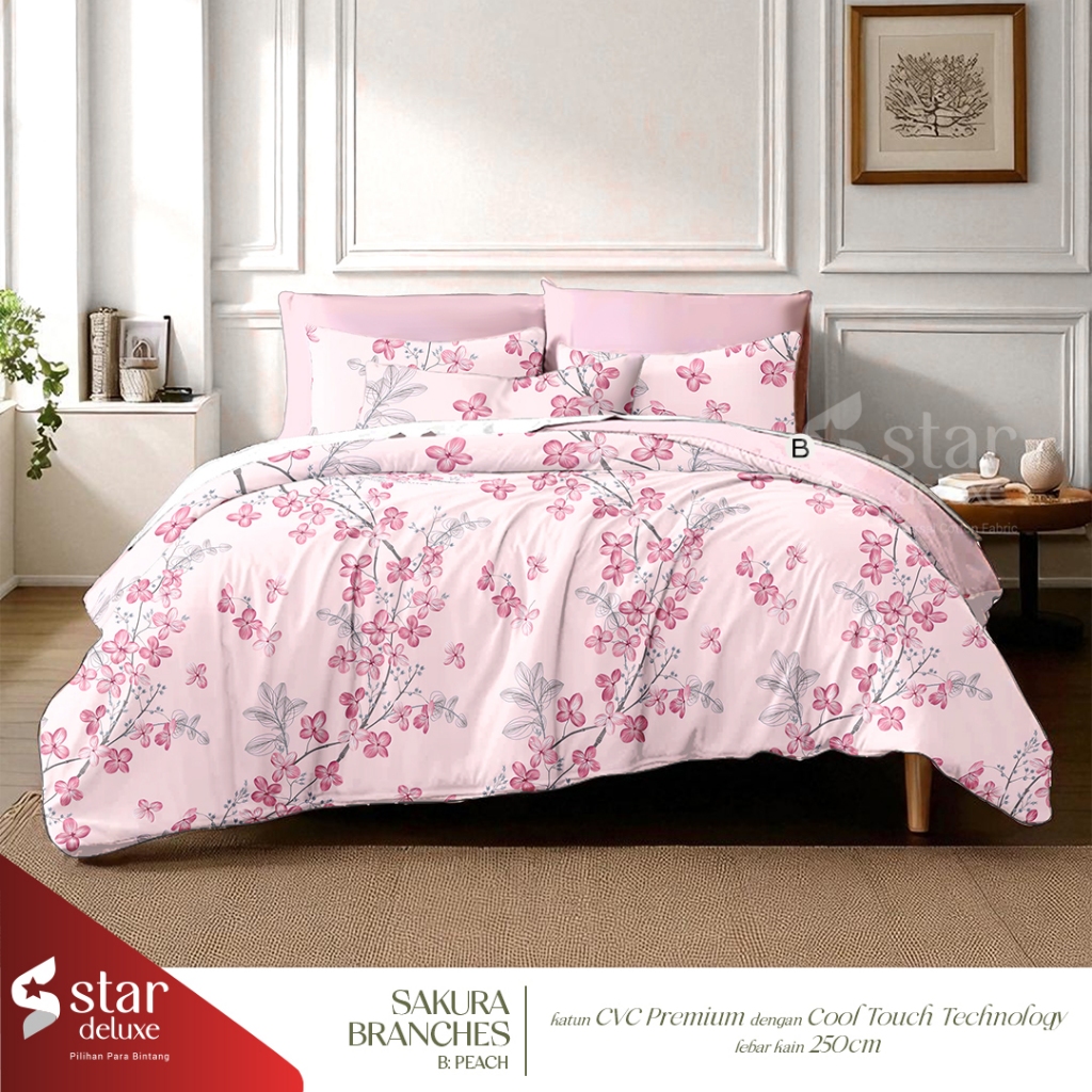 GOJEK Sprei COD SEPRAI BUNGA Sprei KATUN Gratis ANTI GESER Ukuran All Size Motif Sakura Branches