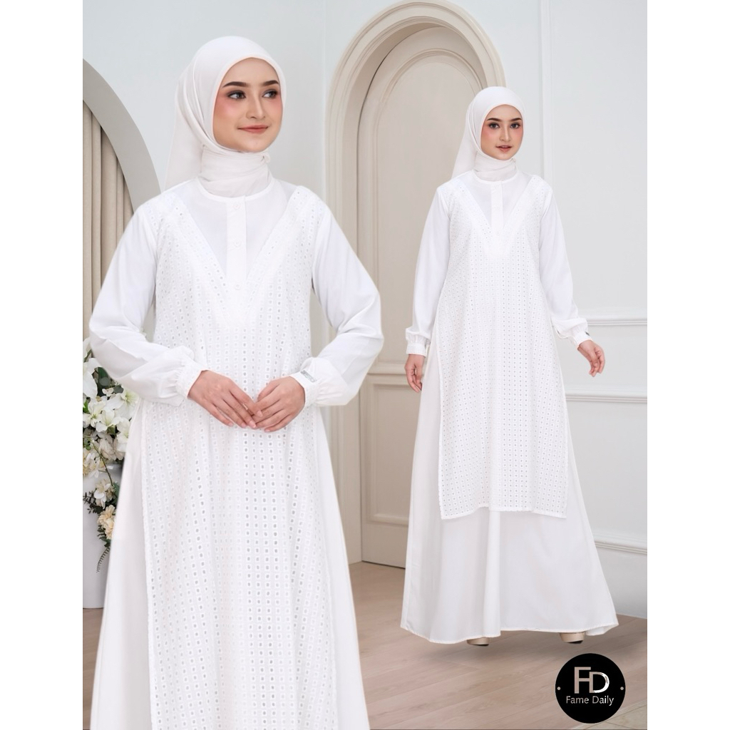 Fame.Daily Gamis katun bordir/ Gamis Umroh/ Gamis Haji/ Gamis Putih