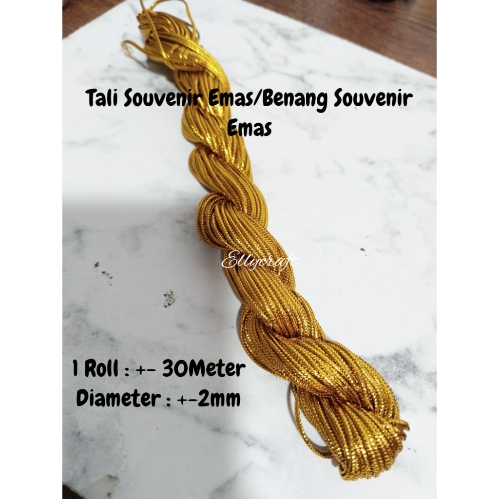 1Roll (30Meter) Tali souvenir Emas/Benang Souvenir Emas