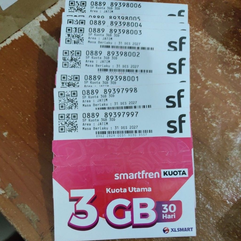 paket pembelian 10 - 100pcs Smartfren 3GB 30 Hari, Gratis telfon ke Xl dan Axis