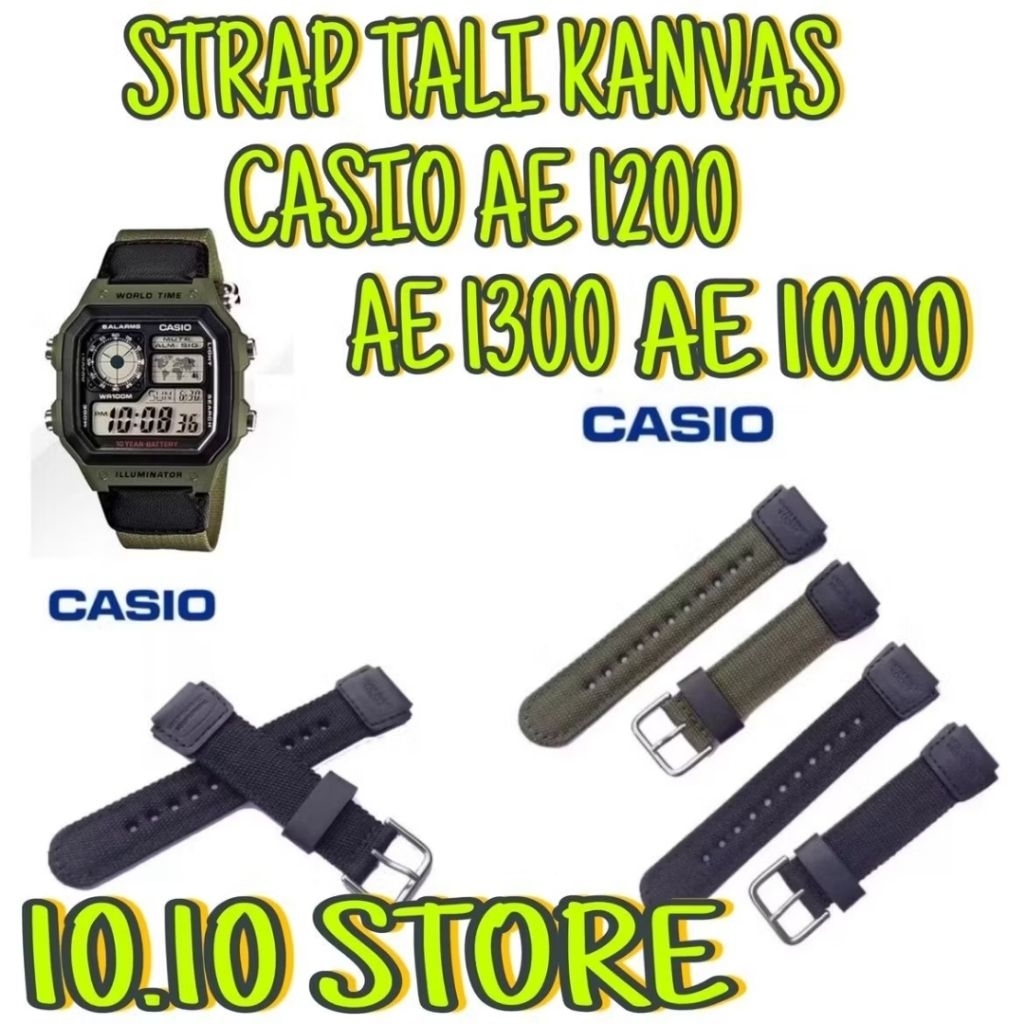 Strap Tali Kanvas Casio AE1000 AE1200 W-218 W219 AE 1000 AE 1200 W-219 Strap Nilon Kanvas