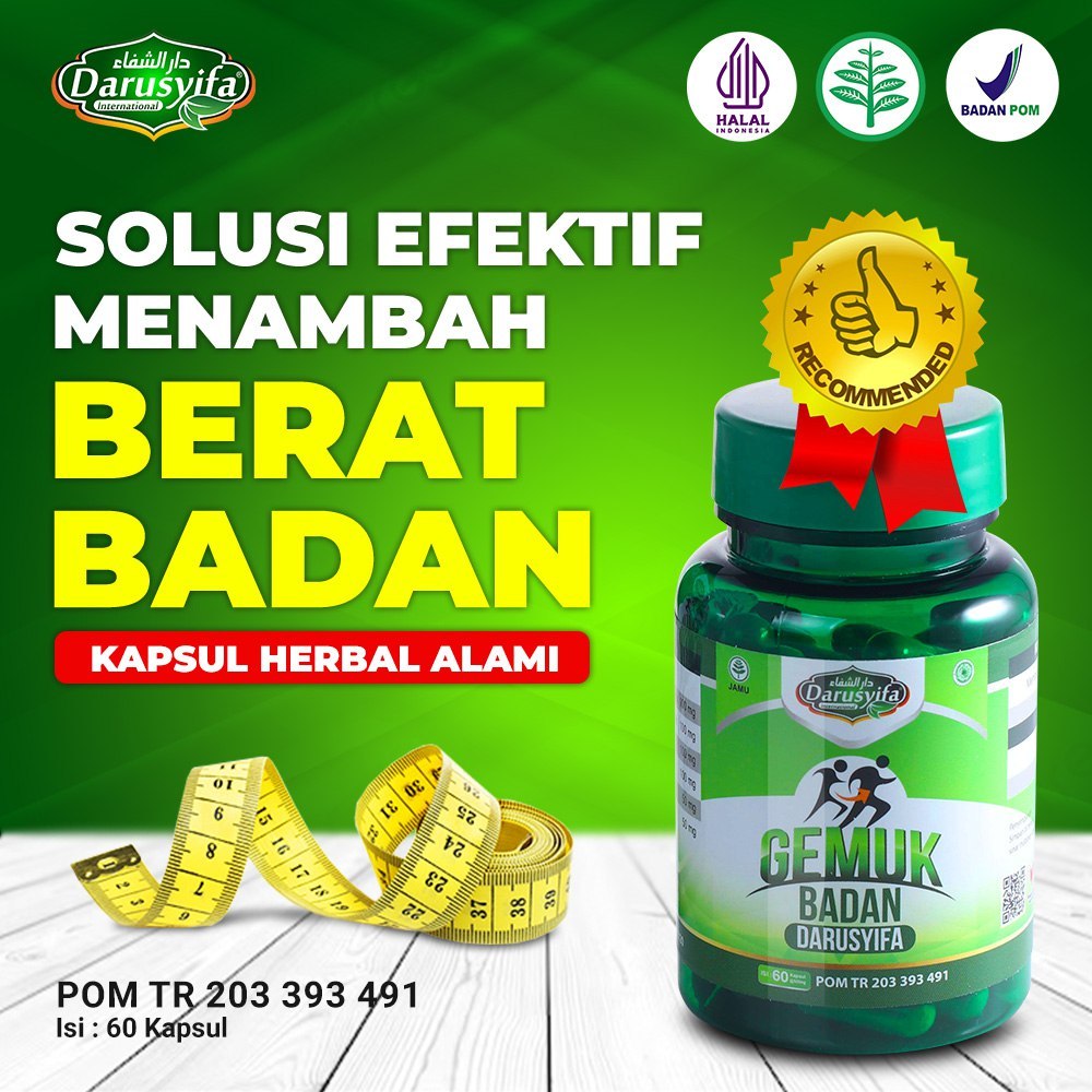 Kapsul Gemuk Badan Darusyifa 60 Kapsul - Obat Penggemuk Badan Herbal Aman BPOM Penambah Nafsu Makan 