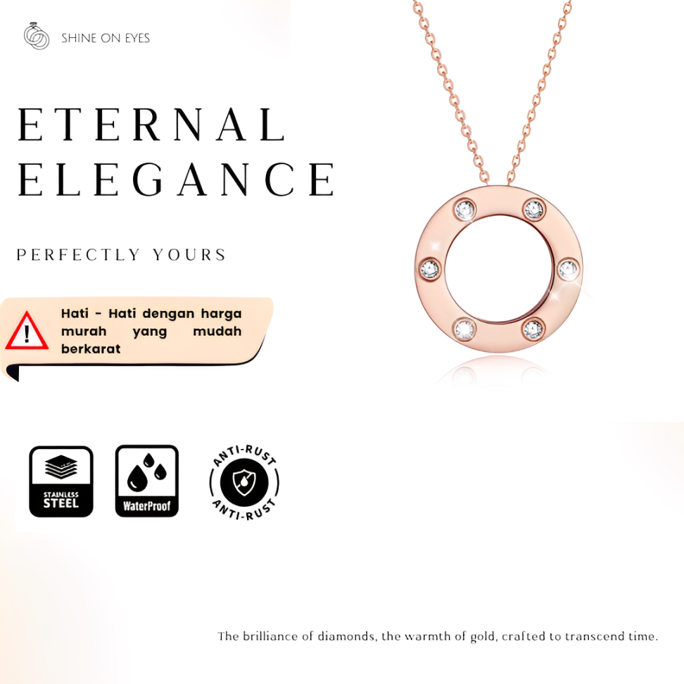 Kalung Wanita Titanium Roti Pipih | Kalung Anti Karat | Aksesoris Fashion Wanita