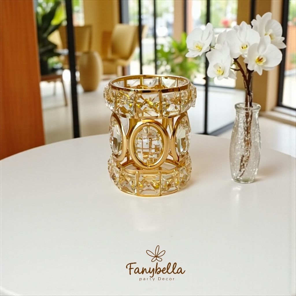 Tempat Pensil Vas Bunga Keramik Kristal Ukuran 15cm Aesthetic Dekorasi Rumah Import