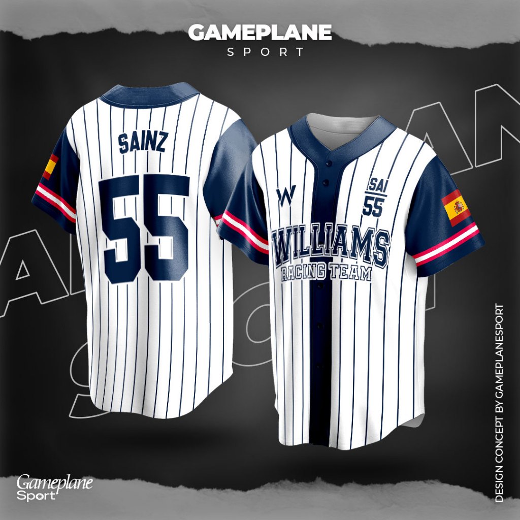 GAMEPLANE -  Kaos Baju Jersey Baseball F1 WILLIAMS RACING Custom Desain Full