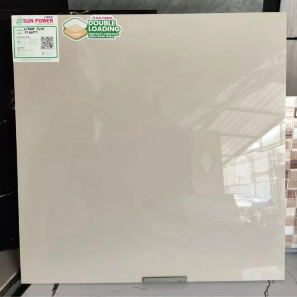 Granit Lantai 60x60 Cream Polos | Double Loading | Sun Power