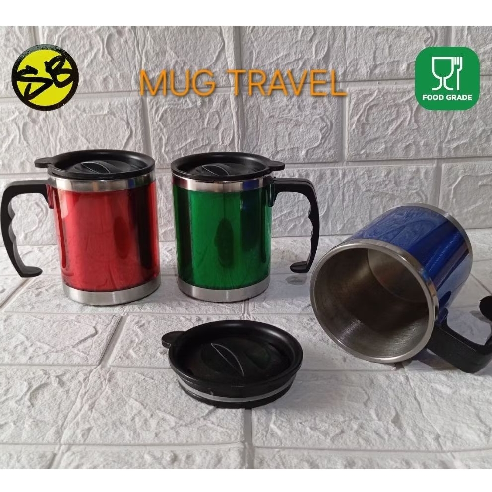 Mug Travel / Mug Tutup Stainless Tahan Panas