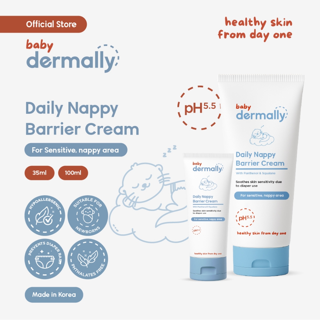 Dermally Daily Nappy Barrier Cream - Krim pelindung area popok bayi untuk cegah ruam popok & iritasi