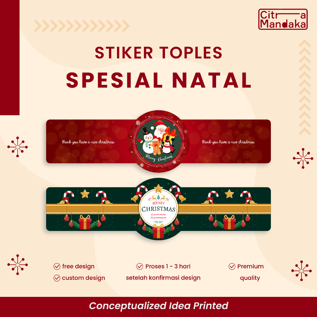 Stiker Natal Custom Toples Kue Kering Free Design