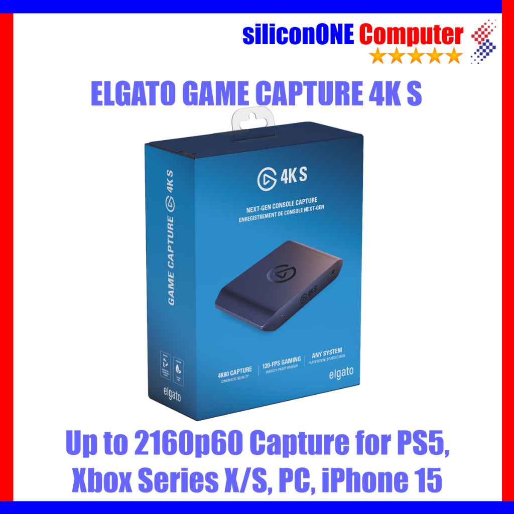Elgato 4K S Game Capture - Up to 2160p60 Capture for PS5, Xbox Series X/S, PC, iPhone 15