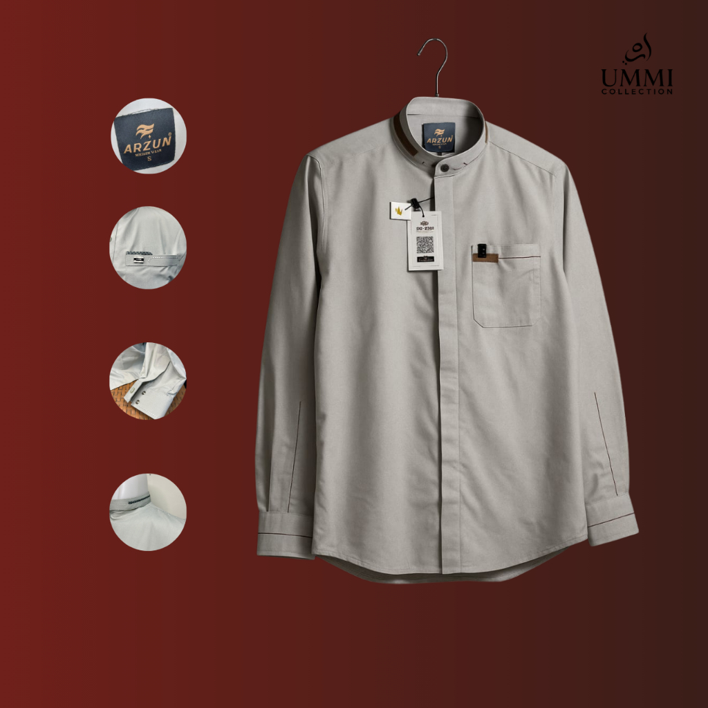 Kemeja Koko Arzun Lengan Panjang/ Arzun Lengan Panjang Warna ligh grey, ukuran S