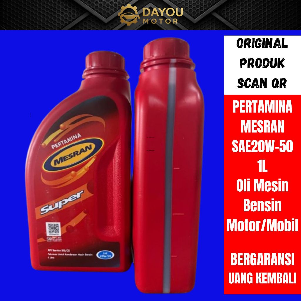 BARCODE Pertamina Mesran Super SAE 20W-50 – Oli Mesin Motor & Mobil 4 Tak Motorcycle Oil ASLI 100%