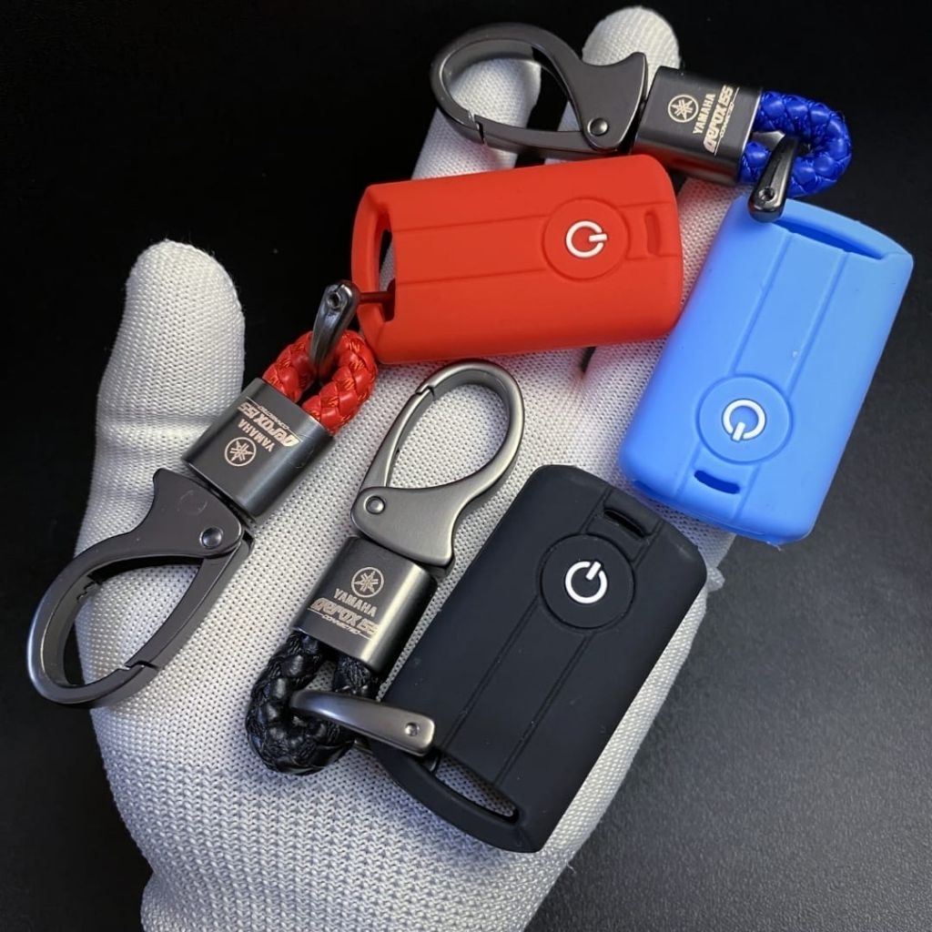 paket gantungan kunci plus cover remote keyless smart key motor Yamaha