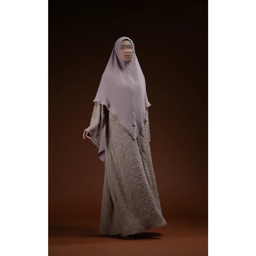 NEHHAT MODEST - Nehhat Lulu Honey Comb Abaya - Pinkish Beige / Gamis