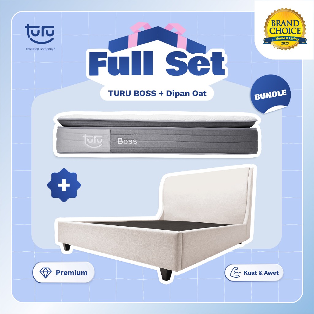 Set Bundle Pocket Spring Bed TURU BOSS + Dipan PEANUT / OAT TURU - FULL SET TERMURAH TERLARIS