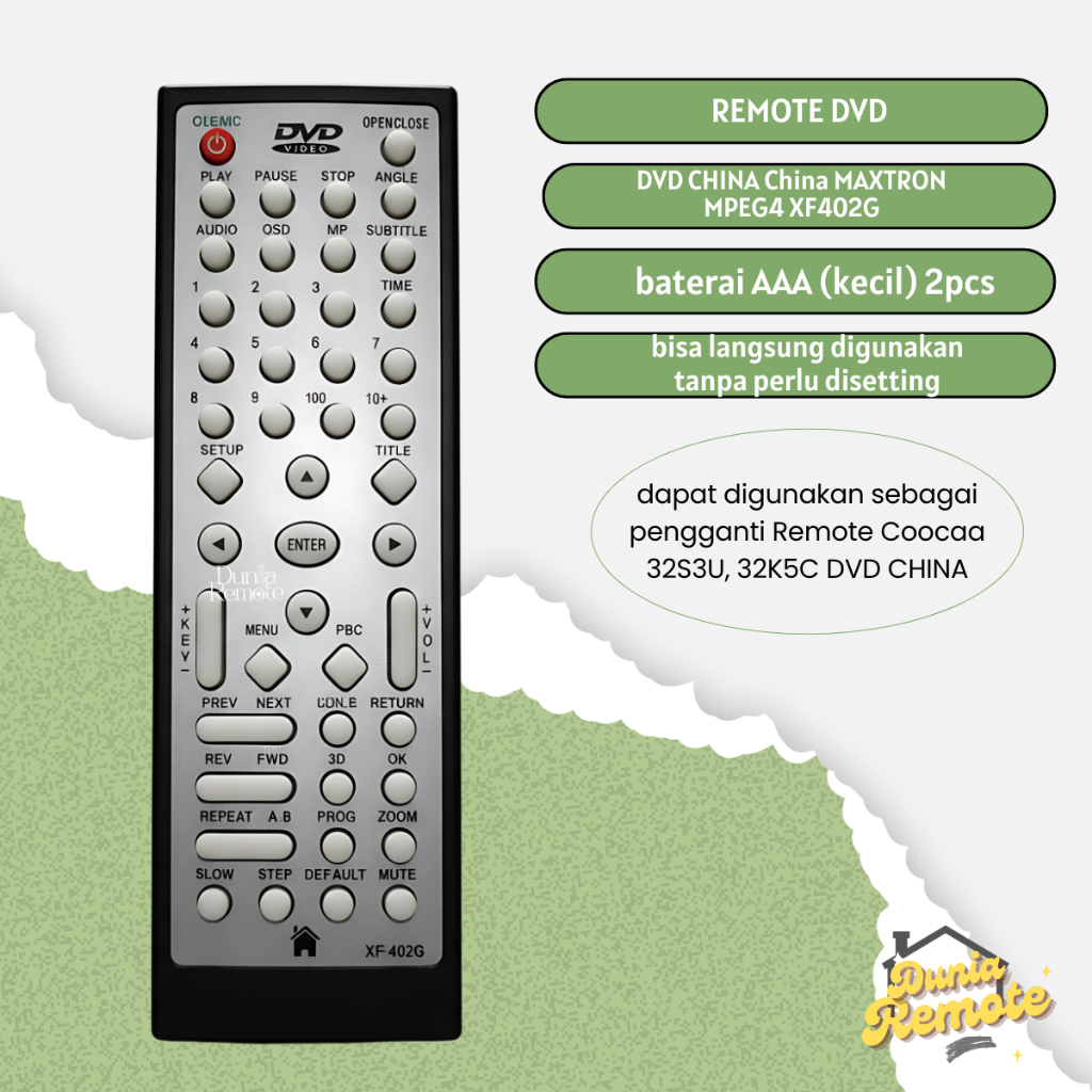 Remote DVD China MAXTRON MPEG4 XF402G DVD CHINA