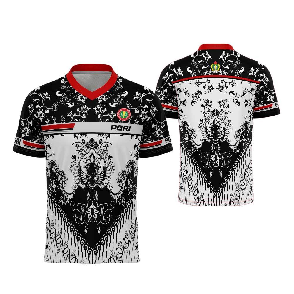 Kaos Jersey PGRI Lengan Pendek Baju Olahraga Guru Batik PGRI Bisa Pake Nama/Sekolah