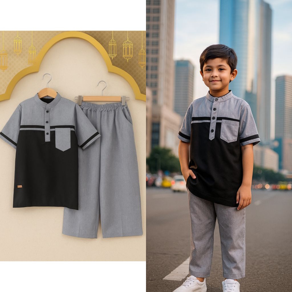 (9-15 tahun) SETELAN KOKO ANAK SIZE JUMBO / BAJU MUSLIM ANAK LAKI LAKI SIZE JUNIOR / SETELAN KURTA K