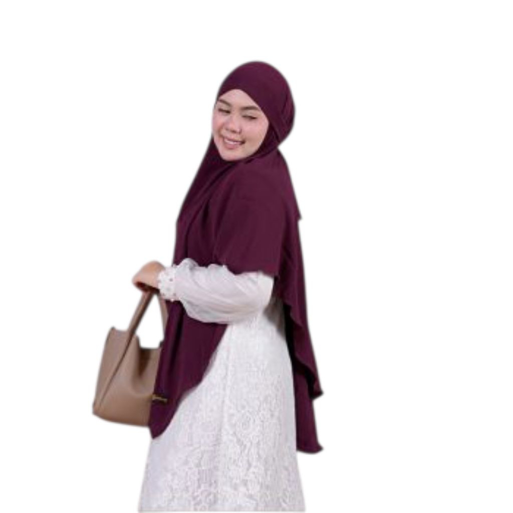 MUZAM Jilbab Khimar Bandana Instan Syari Jumbo Crinkle Airflow 4 in 1 Bisa Cadar warna burgundy