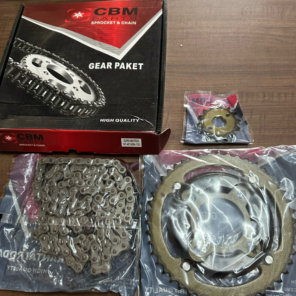CBM GL PRO GEAR PAKET SET GEARSET GIRSET GIR RANTAI RANTE DEPAN BELAKANG MOTOR GLPRO NEOTECH NEO TEC