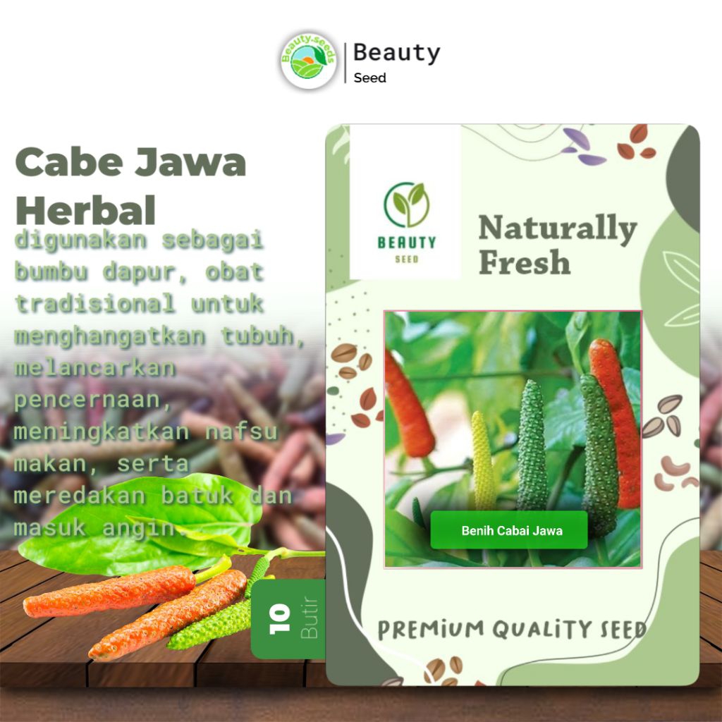 10 Butir Benih Cabe jawa Herbal - Cabe jawa / Lombok Jawa (Piper retrofractum Vahl) Kemasan Repack /