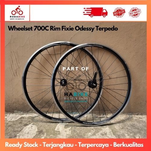 Wheelset Velg Sepeda Fixie 700 Rim Odessy 36 Hole Hitam Varian Rem TERPEDO Velg Fixie Siap Pakai