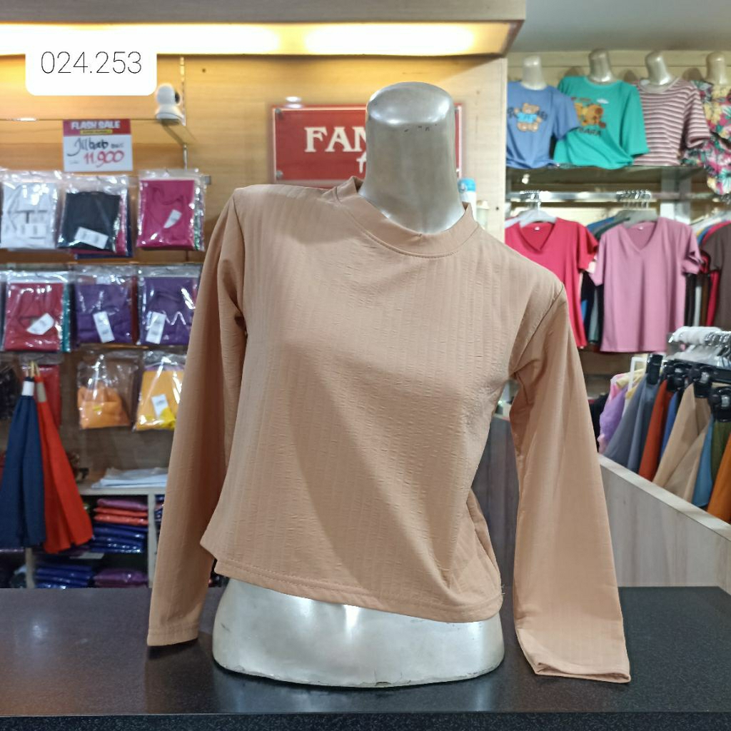 (OBRAL) Kaos Polos Wanita Lengan Panjang / Kaos Polos Wanita Lengan Panjang Renda Bagian Lengan / Ka