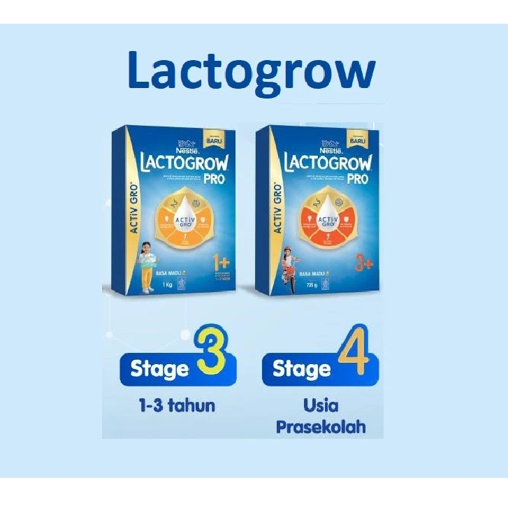 Lactogrow Pro 1+ (1-3tahun) / Lactogrow Pro 3+ (3-5tahun) 1kg ACTiVGRO