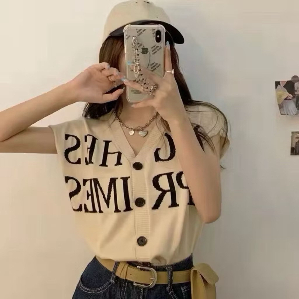 Vest Rompi ROXXETE Wanita V-neck Tanpa Lengan Full Kancing Aktif / Vest Outer Kancing Premium Knit R