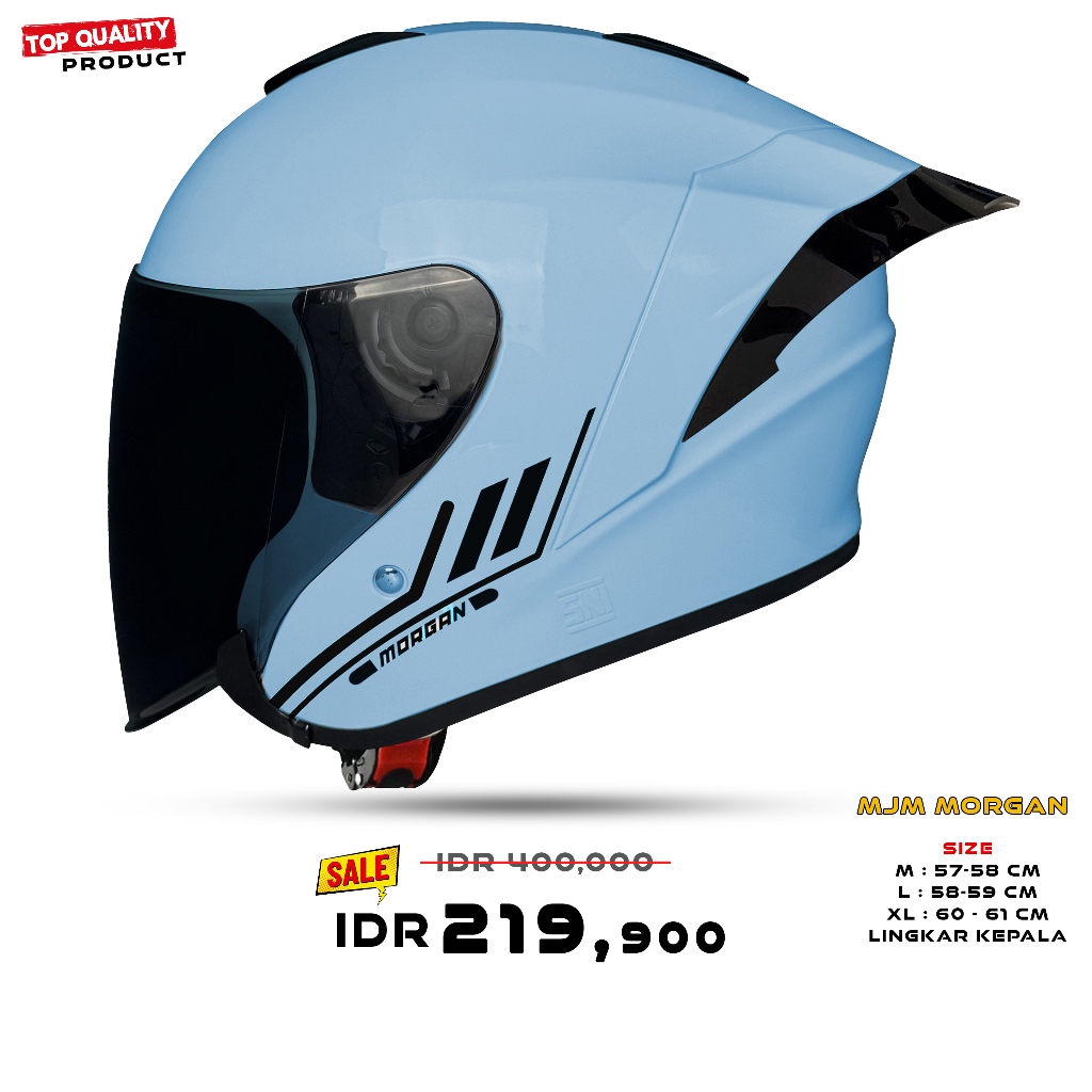 Helm Half Face MJM Morgan Stiel Blue | Helm MJM MORGAN Half Face Pria Wanita