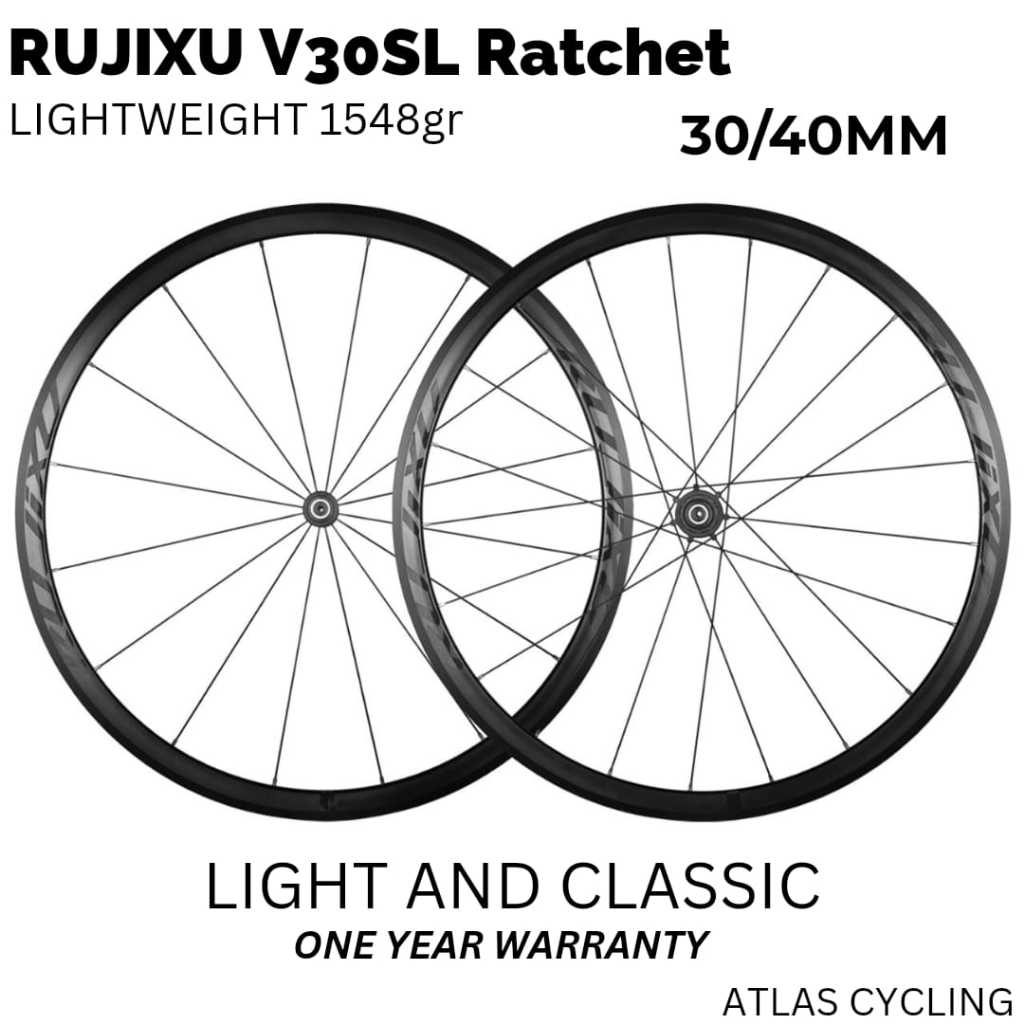 Wheelset Roadbike Rujixu Racing V30SL Ratchet System 1548gr Rim Brake 700c