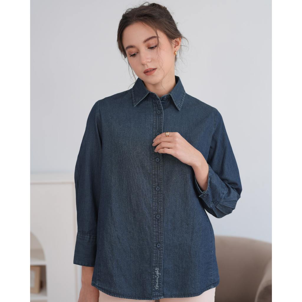 Heaven Lights - Emma Denim Shirt - Atasan Kemeja Denim Jeans Wanita