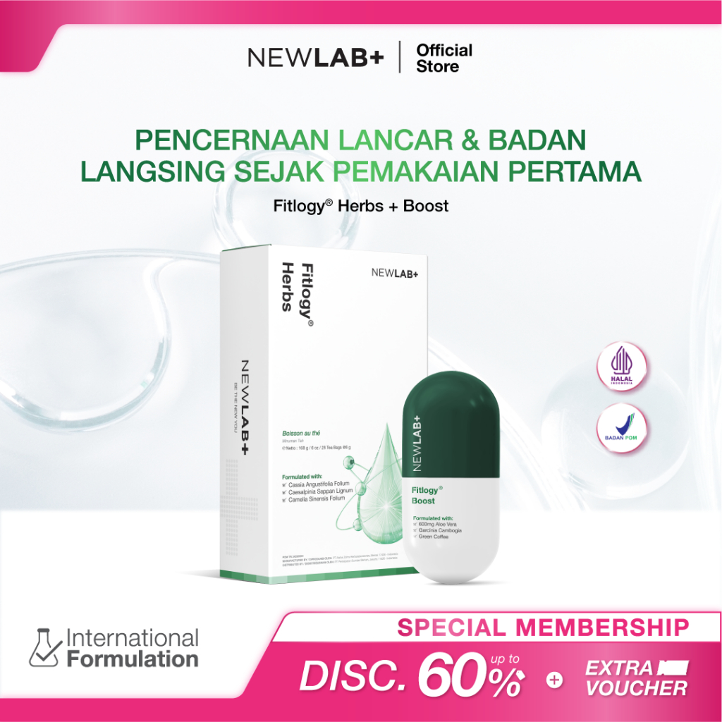[SPECIAL MEMBERSHIP] NEWLAB Bundling 1 Box Fitlogy Tea Drink + 1 Box Fitlogy Boost | Teh Detox Minum