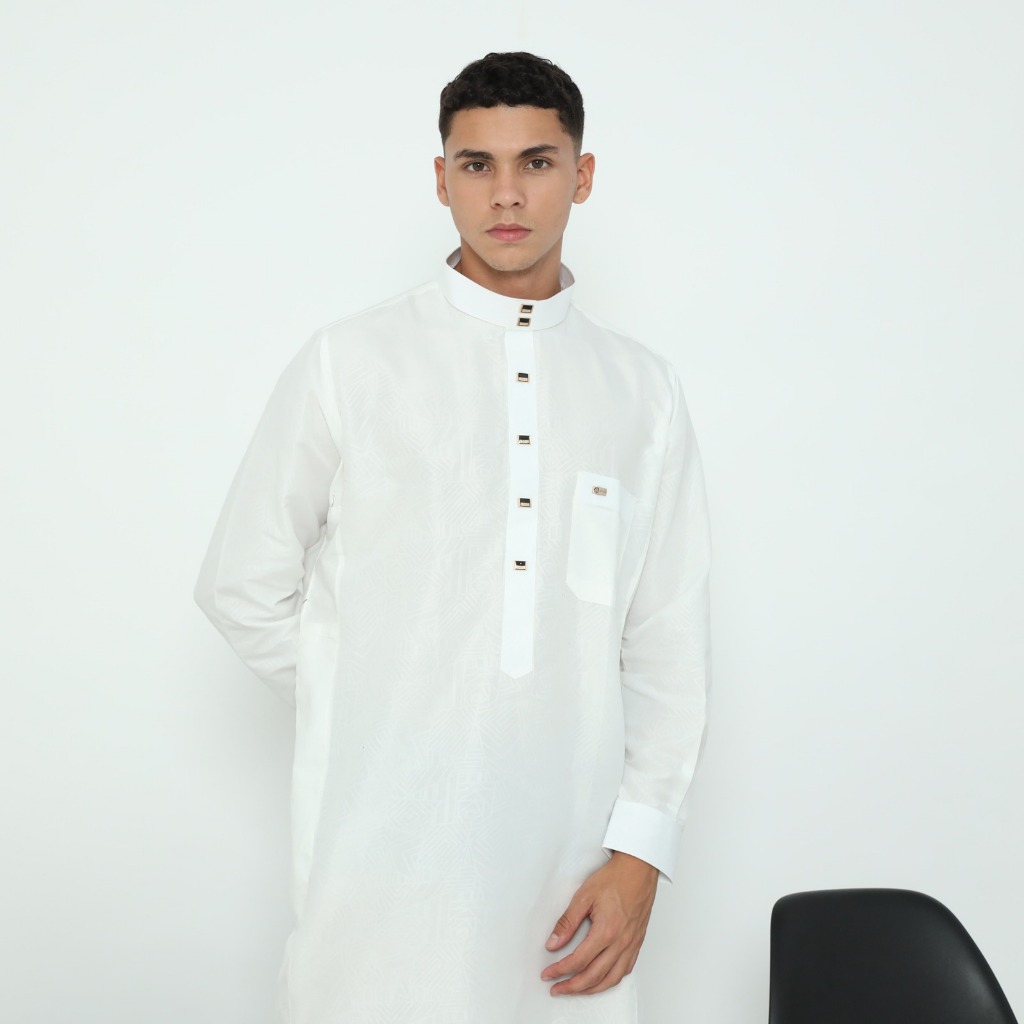 Assabar Gamis Pria Lengan Panjang Manset emboss MIKROTIK.