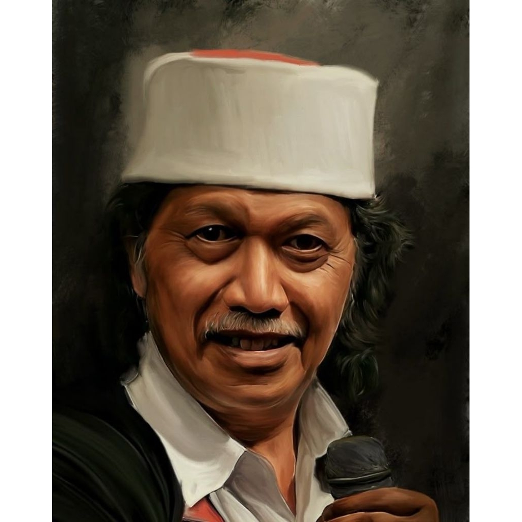 hiasan dinding lukisan cetak cak nun ukuran 65x45cm plus bingkai