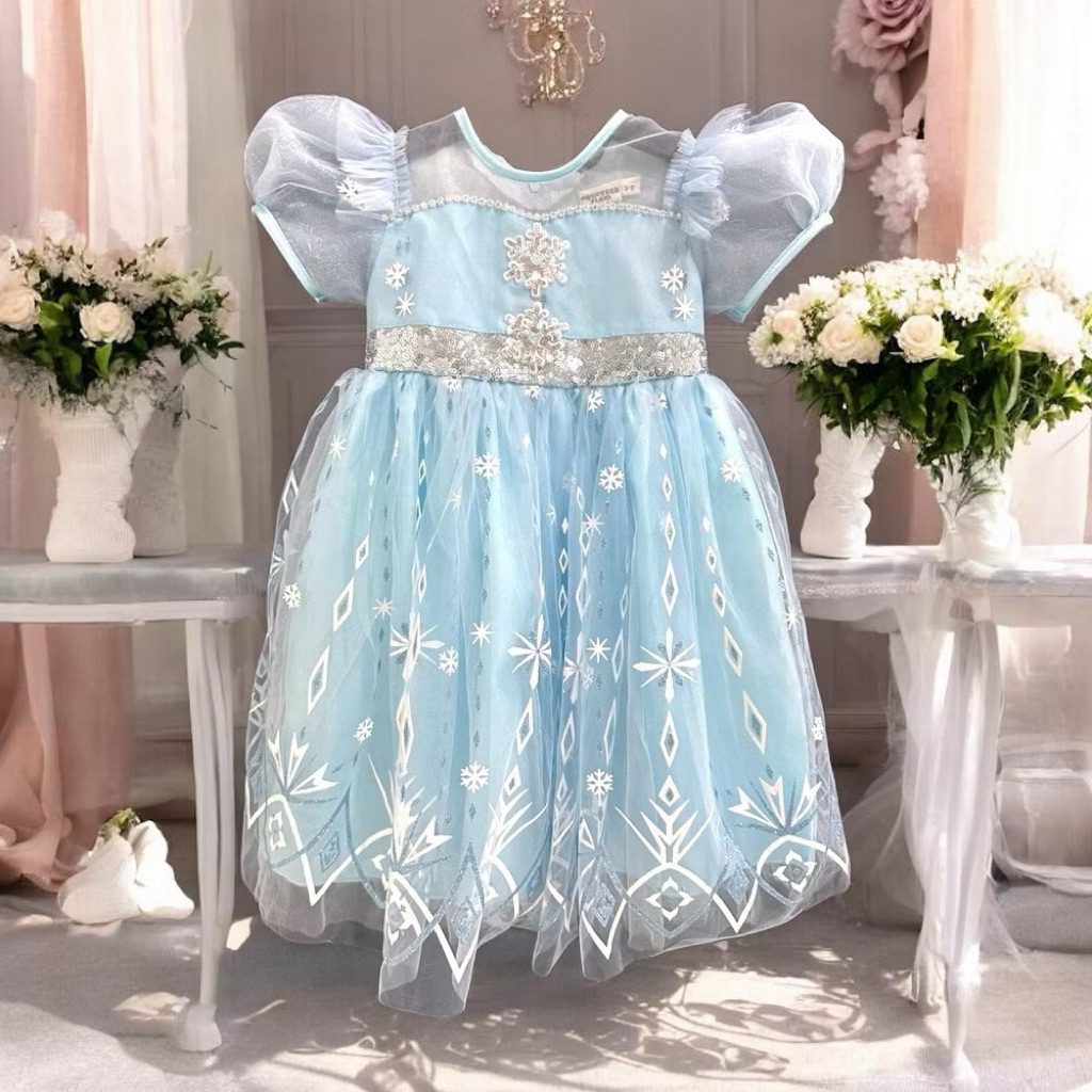 PRELOVED DRESS PRINCESS ELSA FROZEN (PRODUK PRINCESSA FLAMI) TERSEDIA SIZE 1-2 dan 4-5