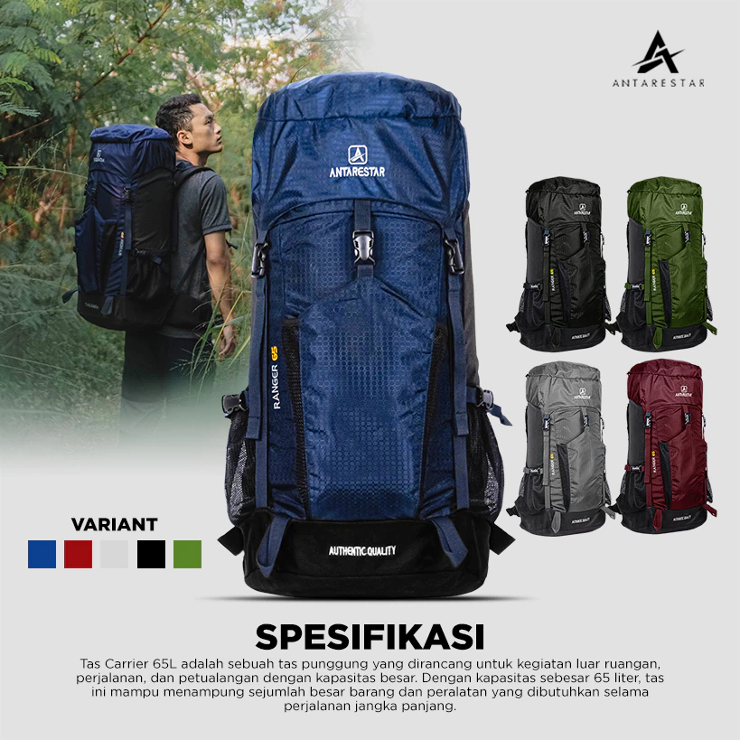 Antarestar Carrier 65L Rain Cover Hiking Backpack Daypack Tas Gunung