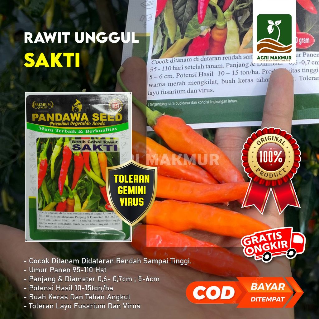 Benih Cabai Rawit SAKTI  Pandawa Seed 10gr - Rawit Merunduk Tavi