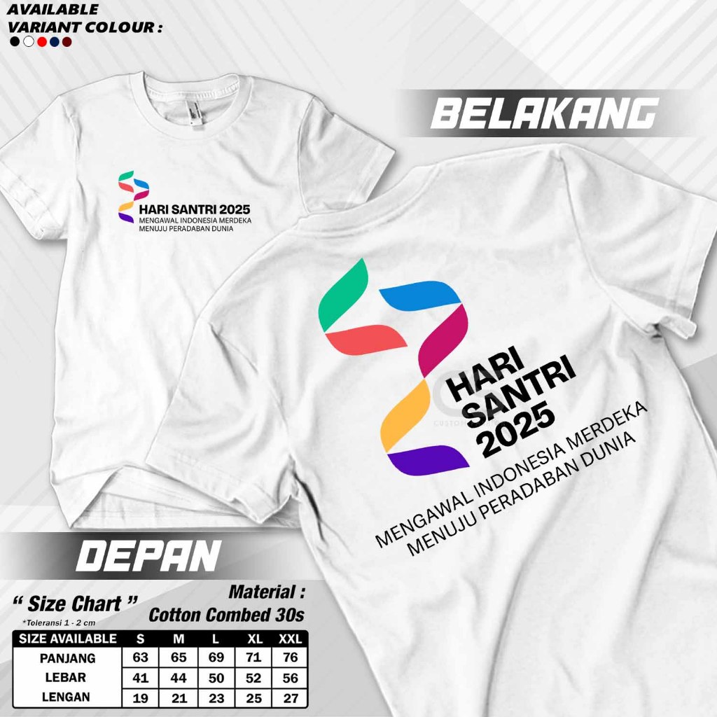Kaos Hari Santri 2025 Indonesia Baju Santri Mengawal Indonesia Merdeka Menuju Peradaban Dunia Dakwah