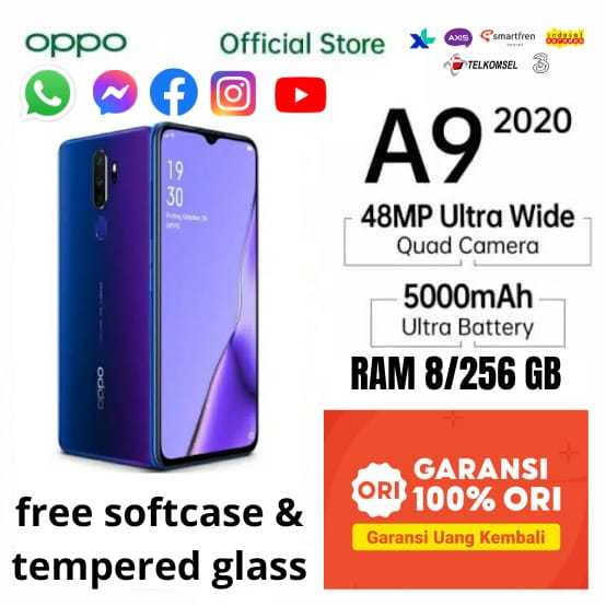 oppo a9 2020 ram 8/256 GB Bergaransi