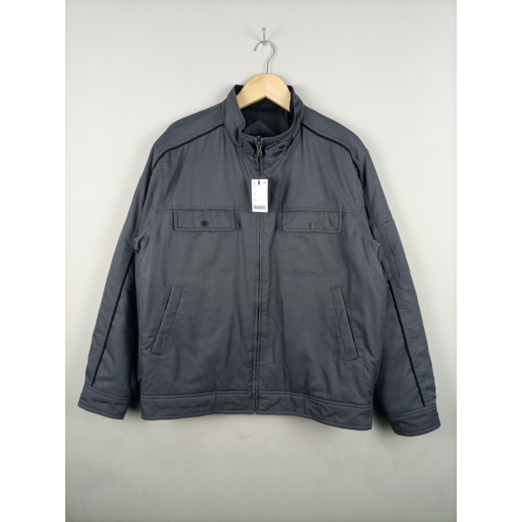 Jaket Motor Ziben Denim Original_Work Jaket Ziben Denim Puffer Tebal_Abu Tua_Like New_Size XL Fit XX
