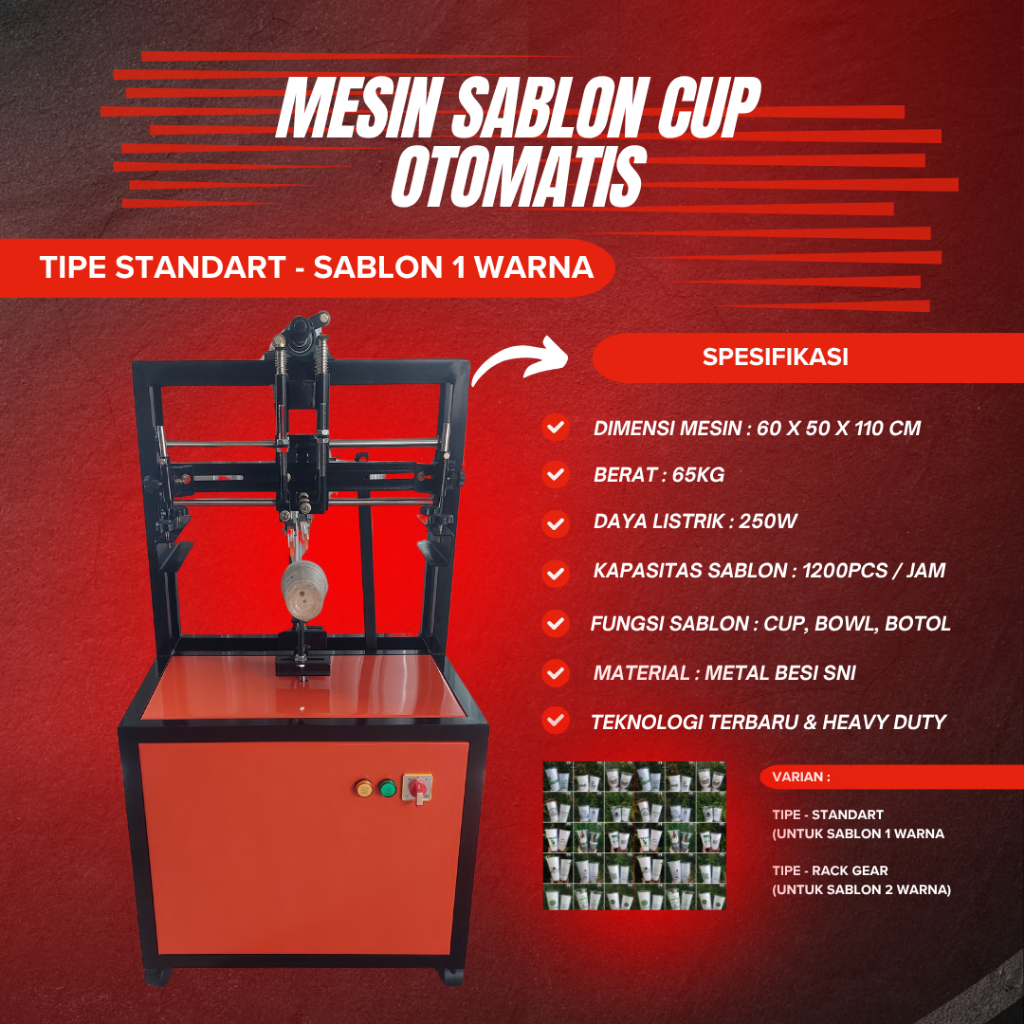 Mesin Sablon Cup Otomatis Multistar Tipe Standart Sablon 1 Warna